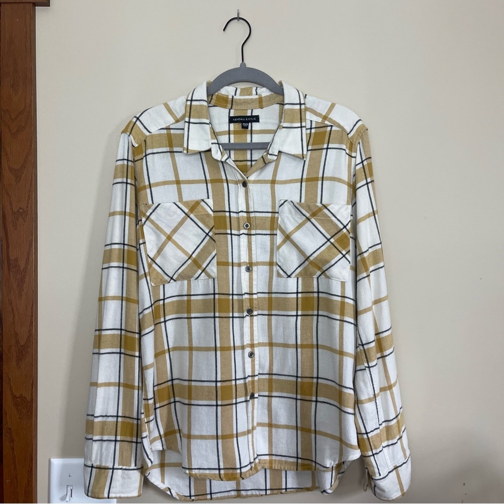 Kendall & Kylie Yellow/White Plaid Flannel | XS/S